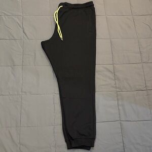Men’s Black Jogger Pants with Neon Yellow Drawstring